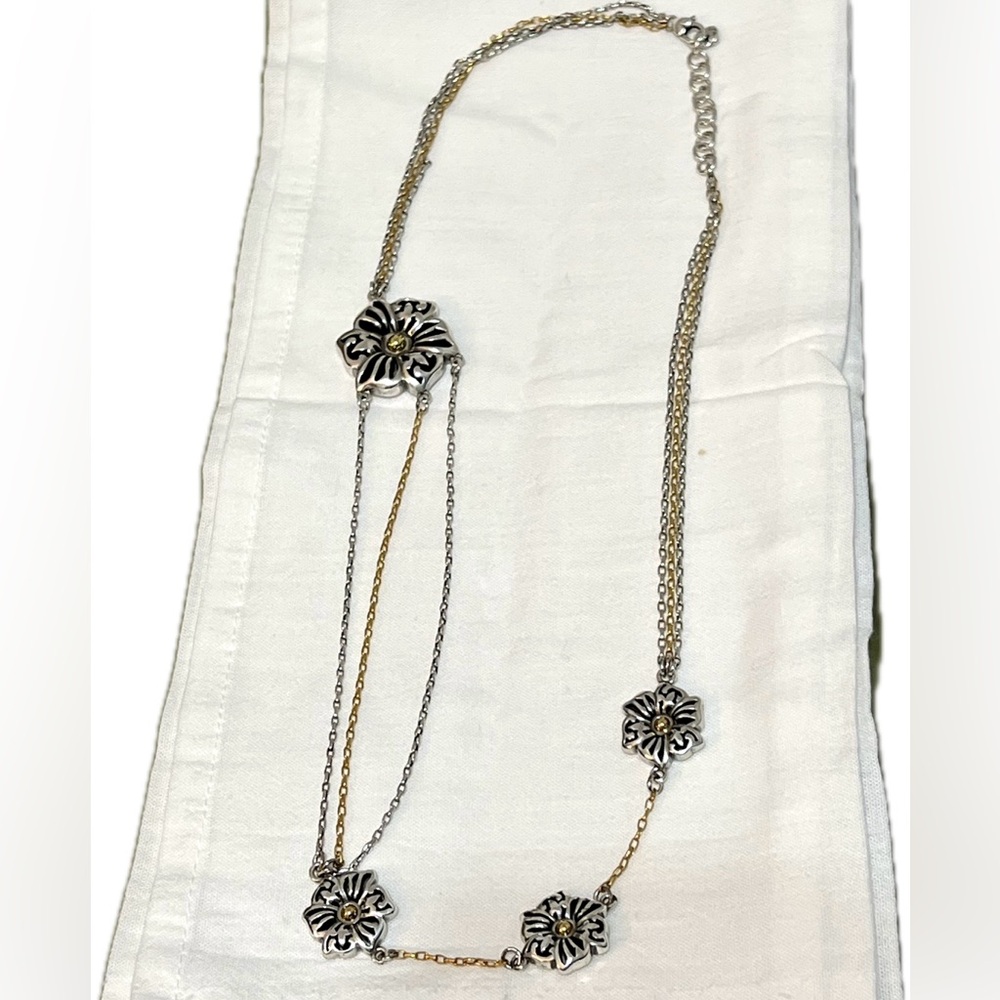 Brighton Shadow Garden Two Tone Chain Link Flower Necklace